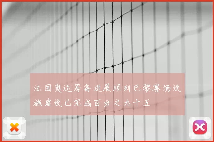 法国奥运筹备进展顺利巴黎赛场设施建设已完成百分之九十五